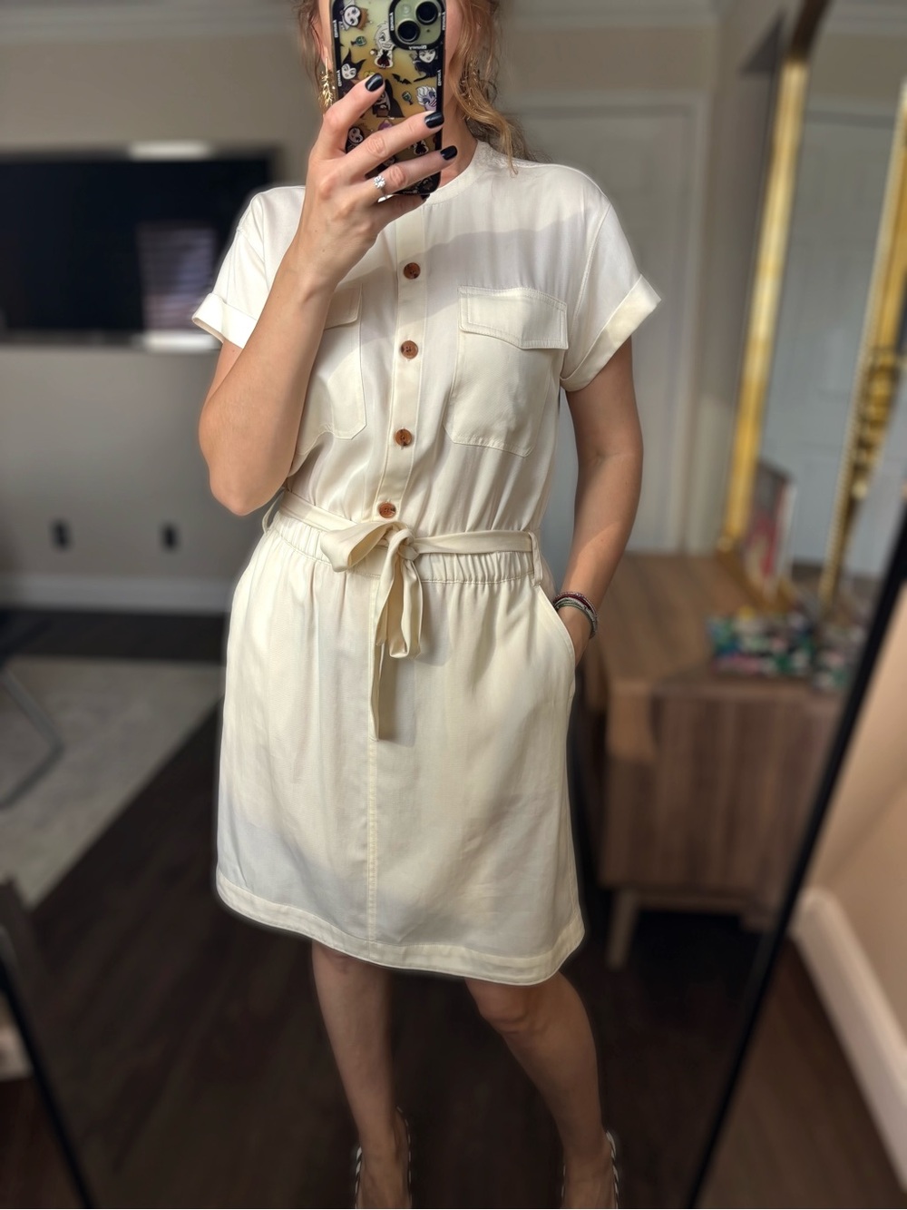 Banana Republic Off-White Utility dress 100% Tencel sz Small - Picture 3 of 14